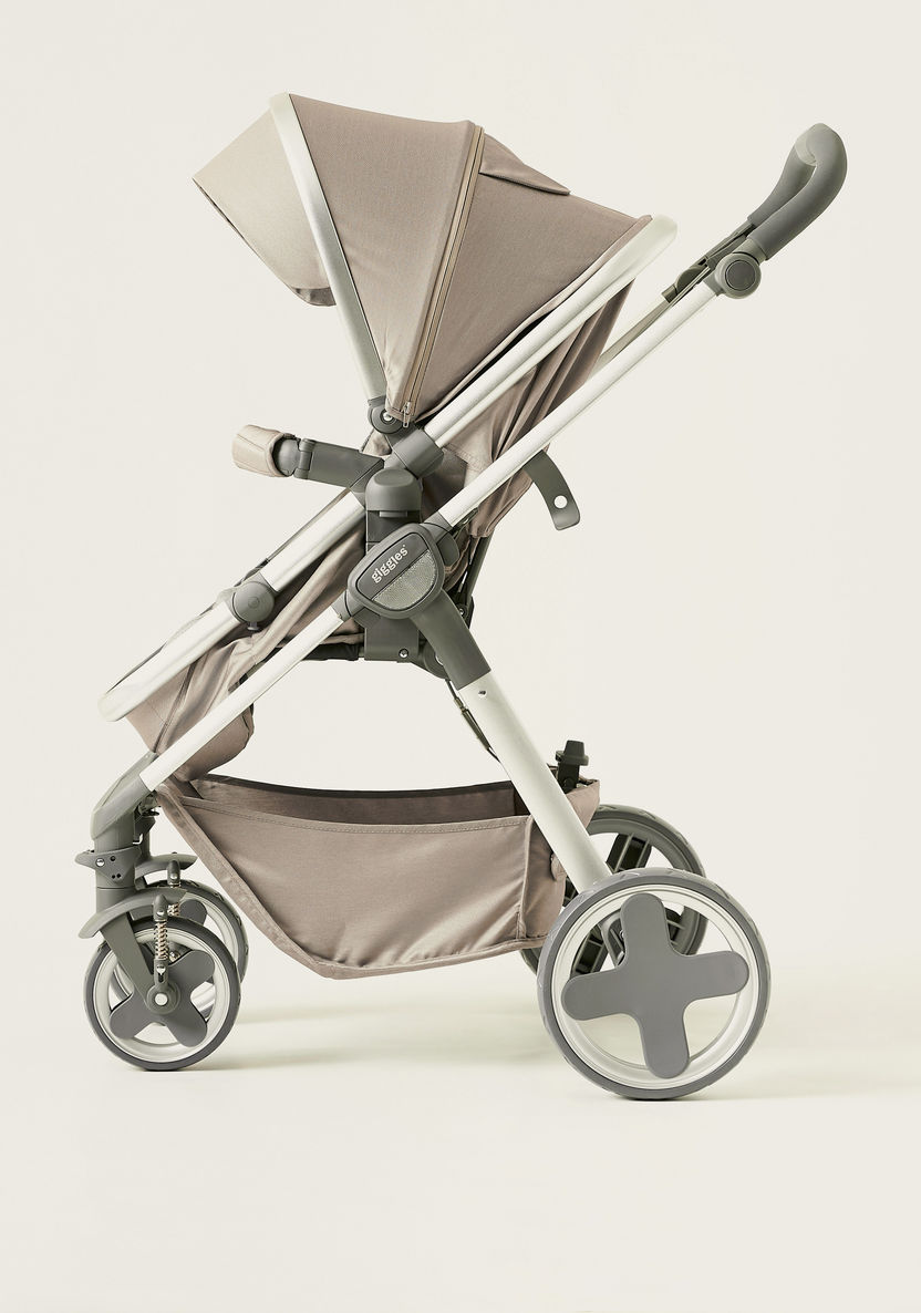 Giggles Tulip Khaki Convertible Stroller Cum Bassinet with 3 Position Reclining Seat (Upto 3 years) -Strollers-image-8
