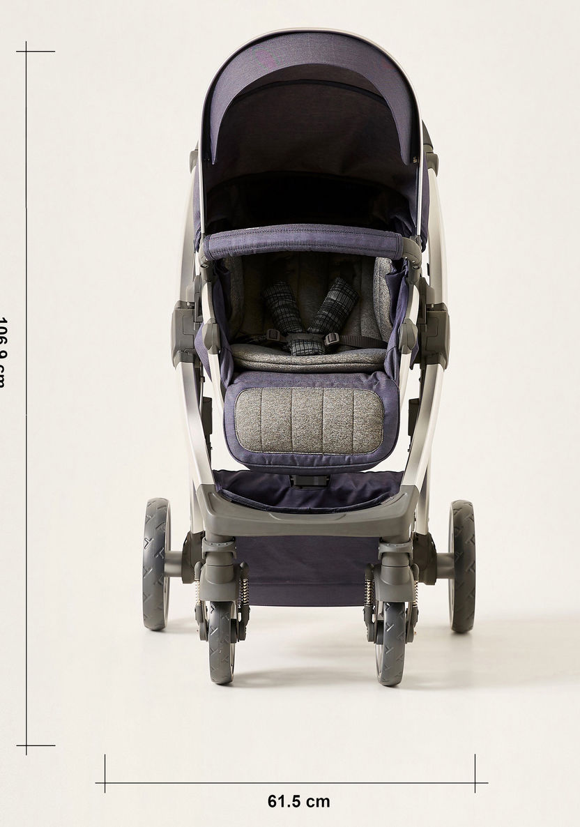 Giggles Tulip Navy Convertible Stroller Cum Bassinet with 3 Position Reclining Seat (Upto 3 years) -Strollers-image-14
