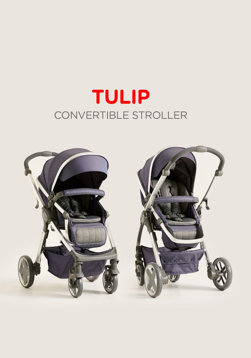 Giggles Tulip Navy Convertible Stroller Cum Bassinet with 3 Position Reclining Seat (Upto 3 years) -Strollers-image-2