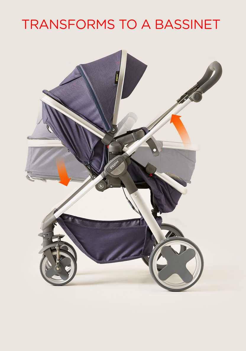 Giggles Tulip Navy Convertible Stroller Cum Bassinet with 3 Position Reclining Seat (Upto 3 years) -Strollers-image-3