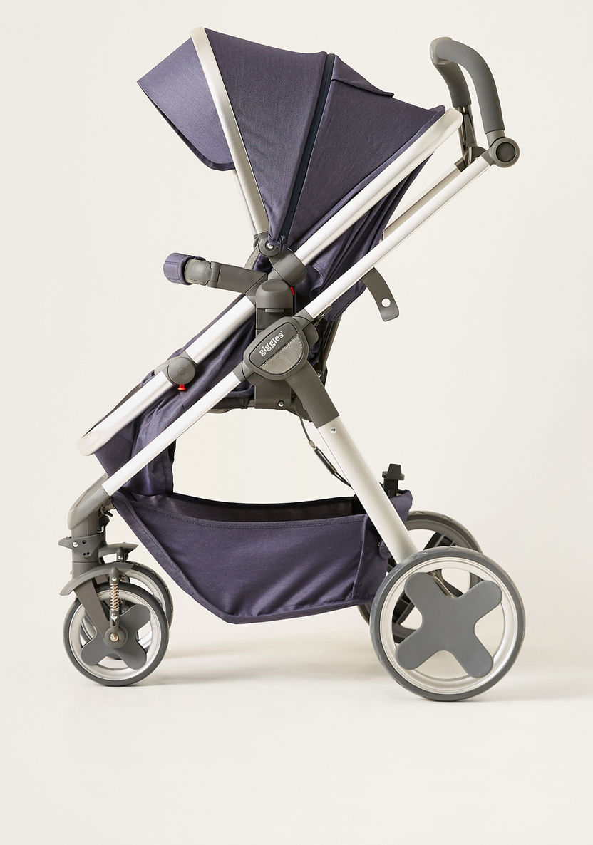 Giggles Tulip Navy Convertible Stroller Cum Bassinet with 3 Position Reclining Seat (Upto 3 years) -Strollers-image-6