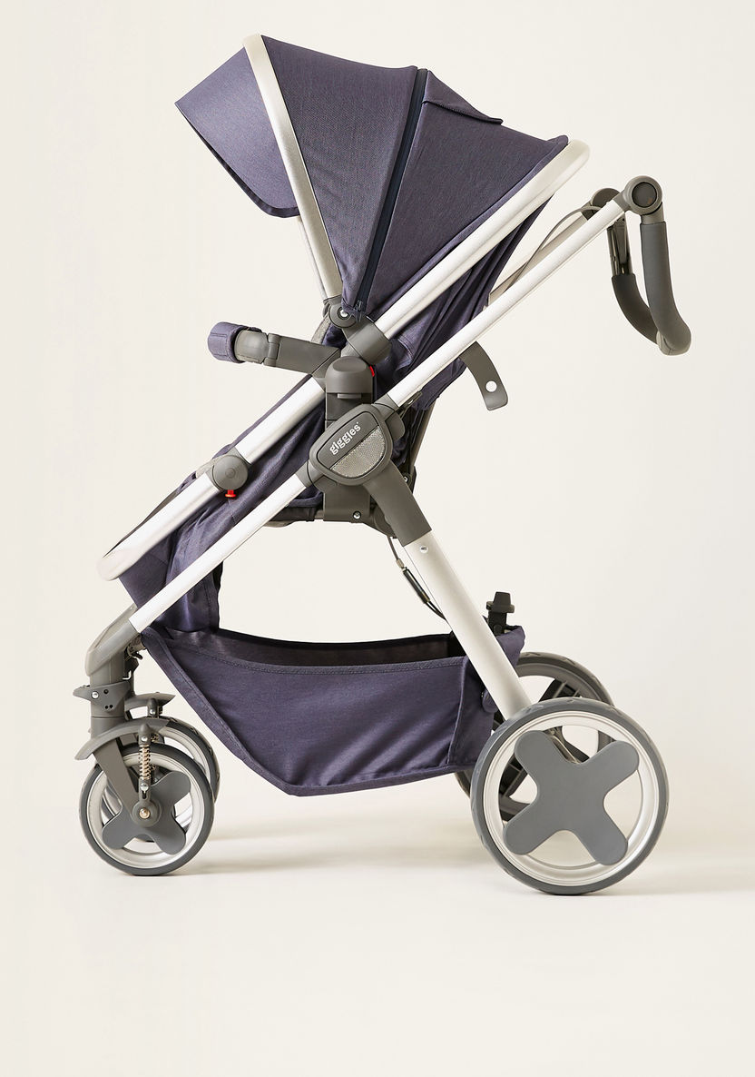 Giggles Tulip Navy Convertible Stroller Cum Bassinet with 3 Position Reclining Seat (Upto 3 years) -Strollers-image-7