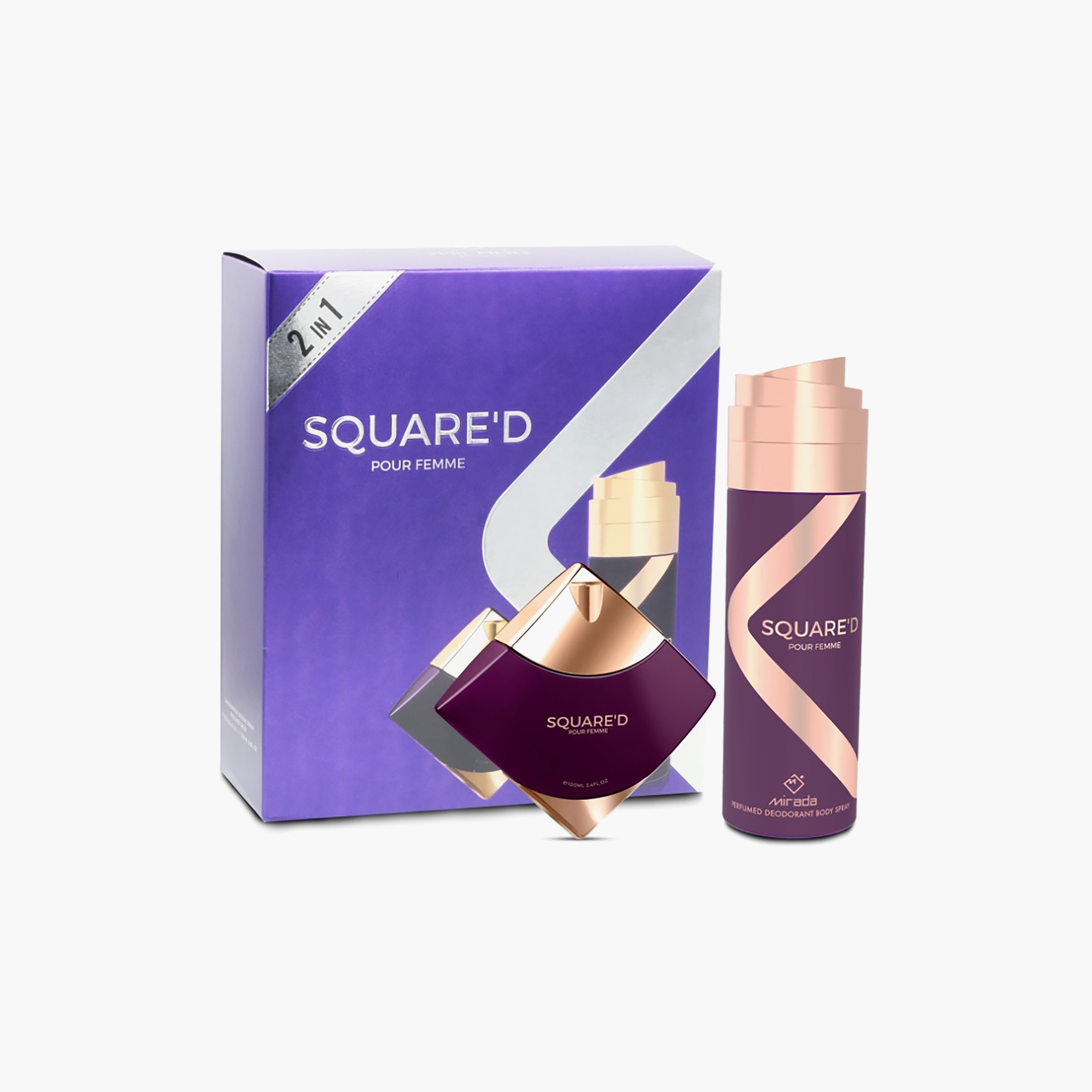 Squared Pour Femme 2P Gift Set - 100 Ml - Deo 200 Ml-beautyandpersonalcare-fragrance-women-image-1