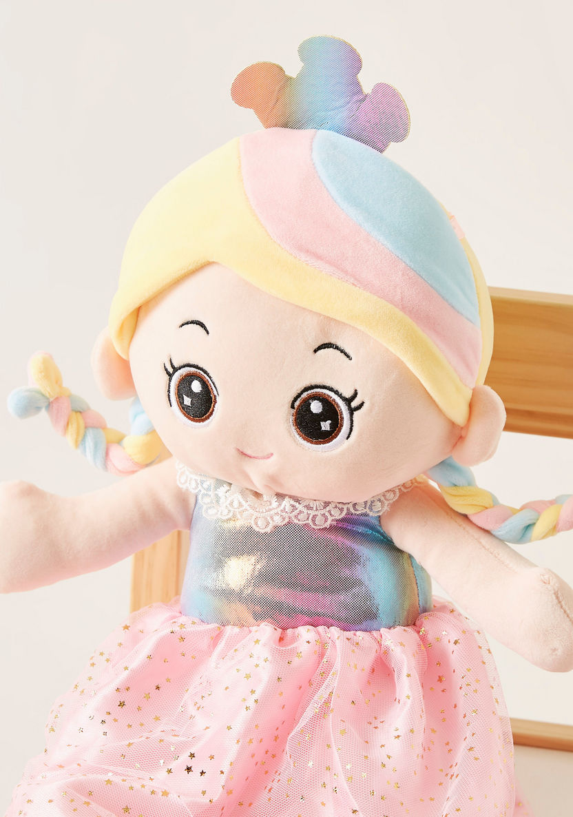 Juniors Pink Dress Doll with Rainbow Hair - 60 cms-Dolls and Playsets-image-1