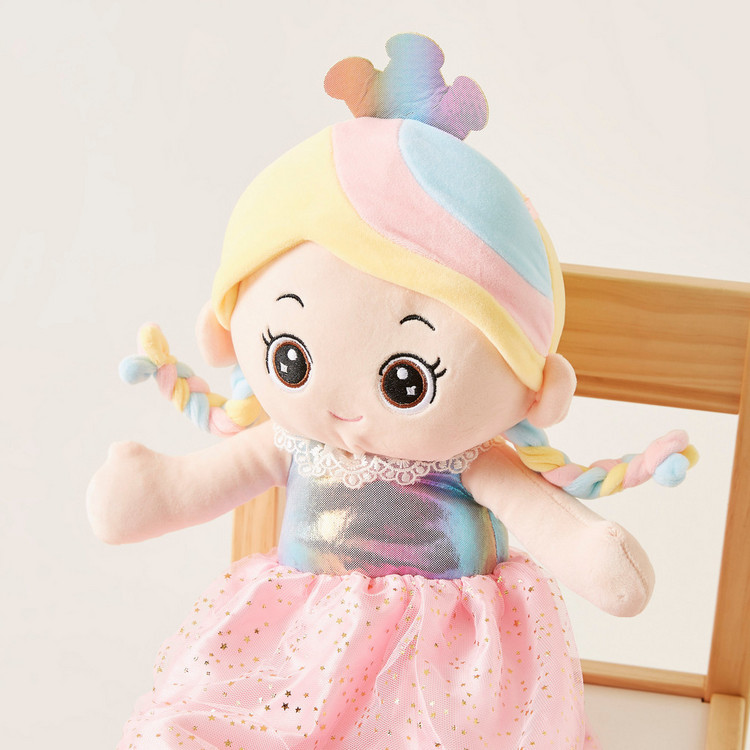 Juniors Pink Dress Doll with Rainbow Hair - 60 cms