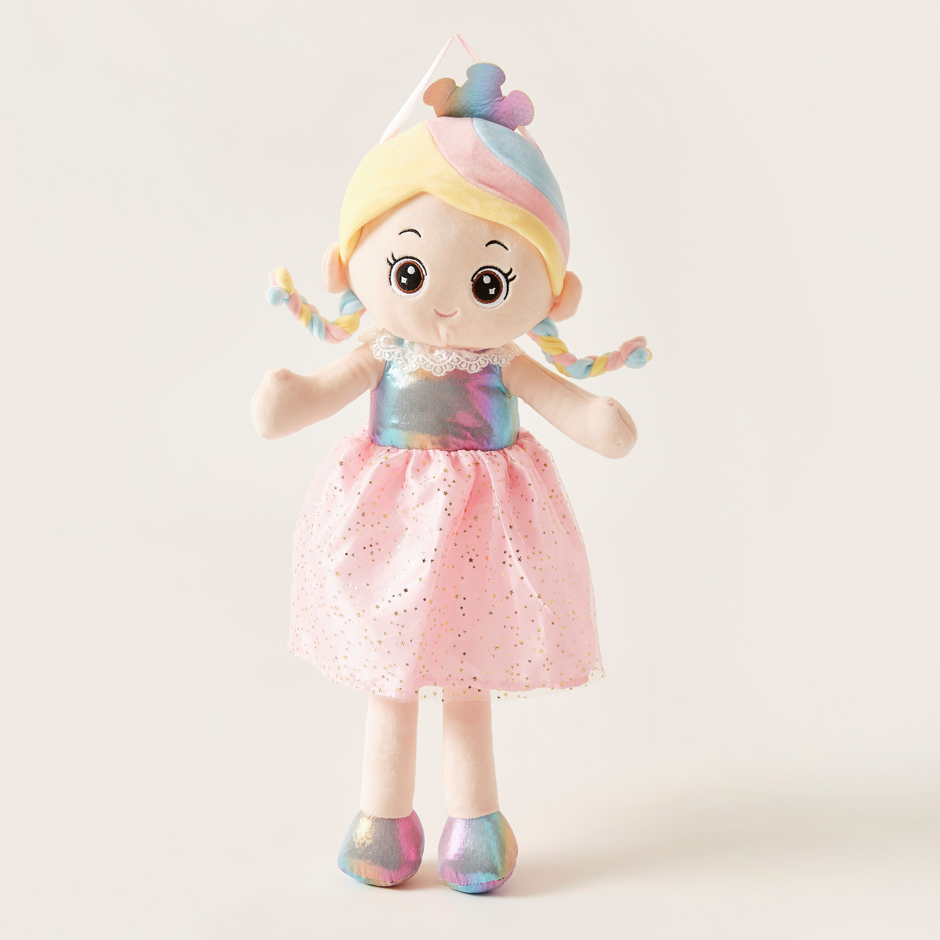 دمية بفستان زهري وشعر قوس قزح من جونيورز - 60 سم-toys-dollsandplaysets-dolls-image-4