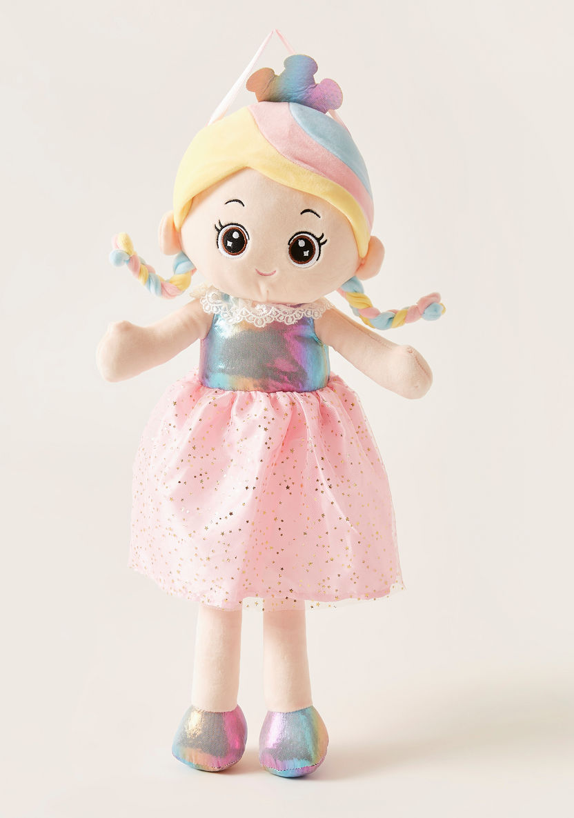Juniors Pink Dress Doll with Rainbow Hair - 60 cms-Dolls and Playsets-image-3