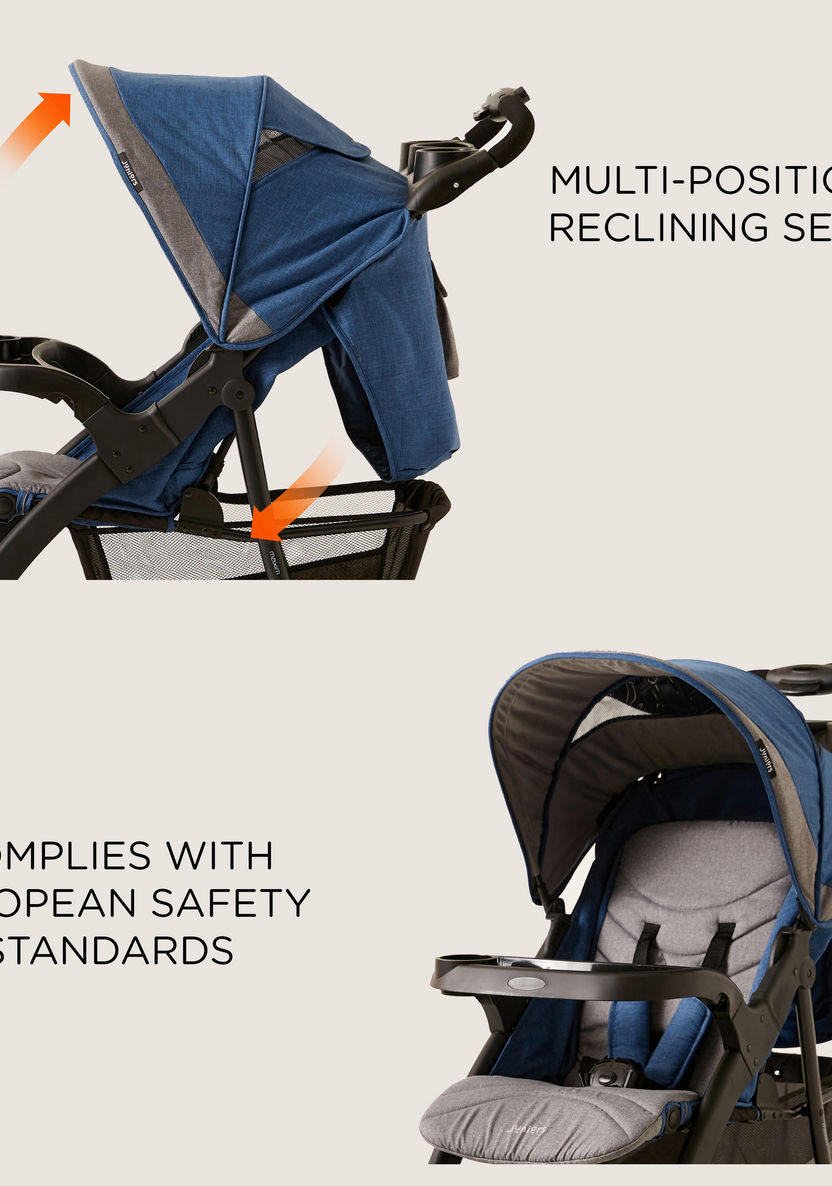 Juniors Maxim Grey and Blue Stroller with Car Seat Travel System (Upto 3 years)-Modular Travel Systems-image-12