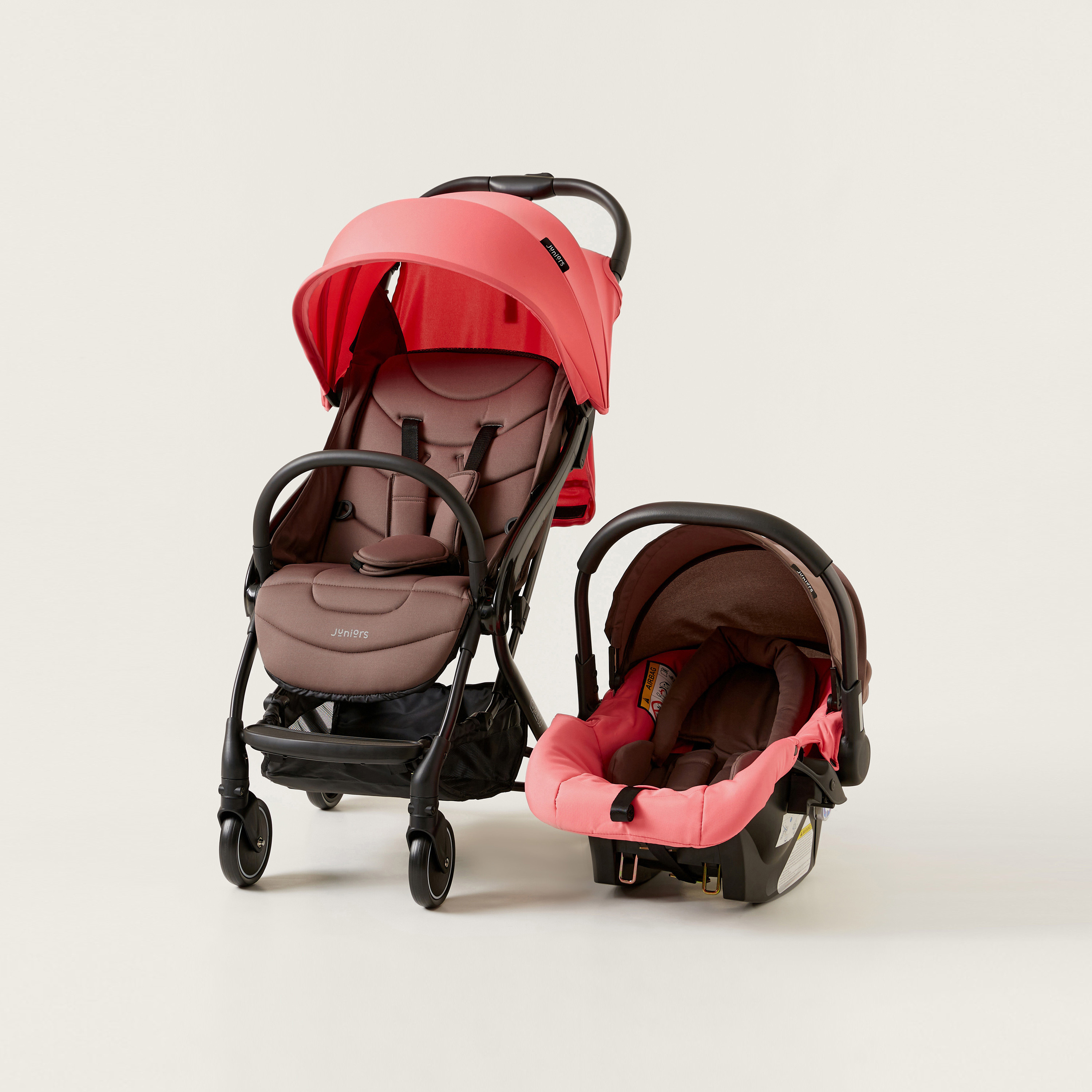  Juniors Crew 3 Fold Peach Travel Stroller with Car Seat Travel System (Upto 3 years)-baby-gear-strollersandprams-travelsystems-image-1