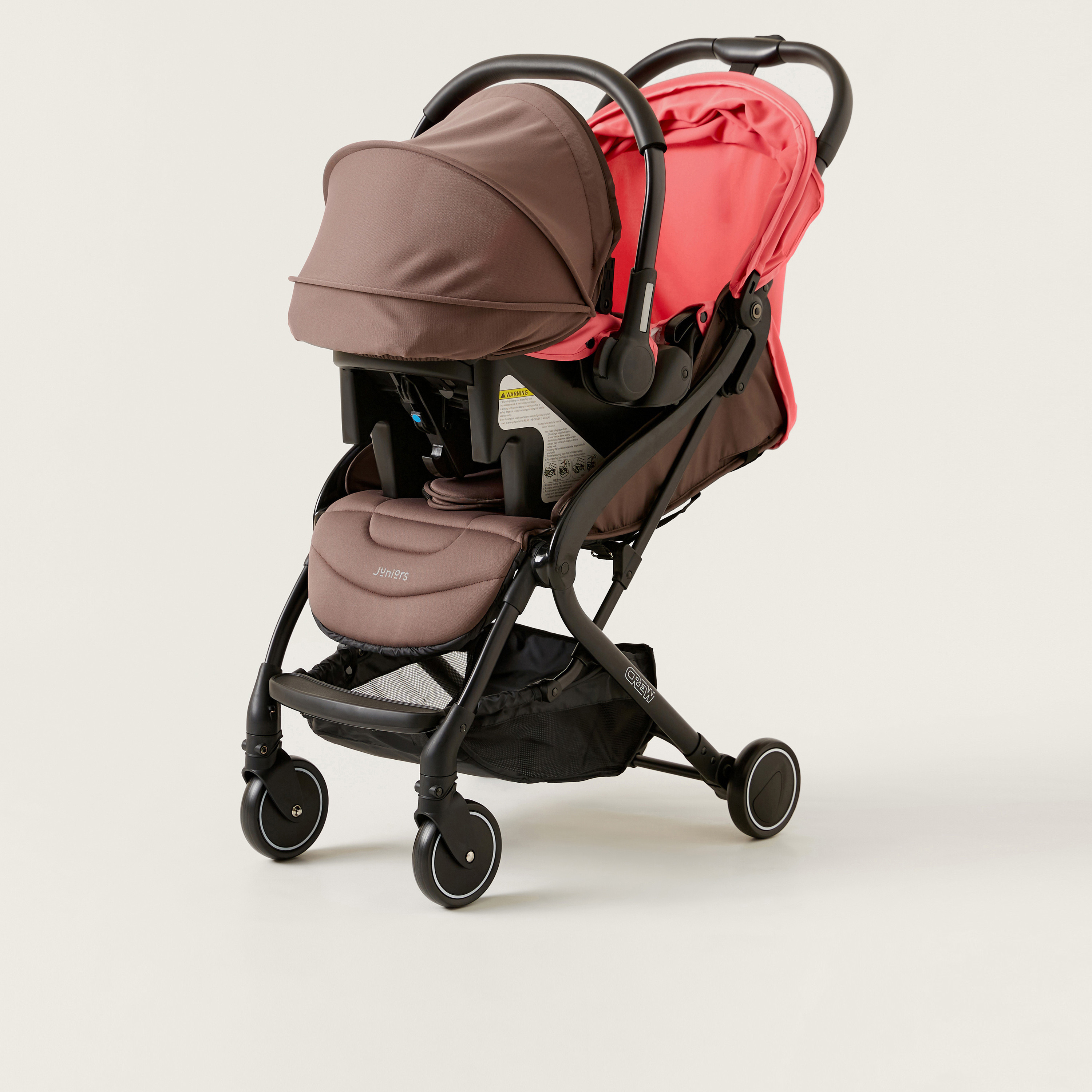  Juniors Crew 3 Fold Peach Travel Stroller with Car Seat Travel System (Upto 3 years)-baby-gear-strollersandprams-travelsystems-image-4
