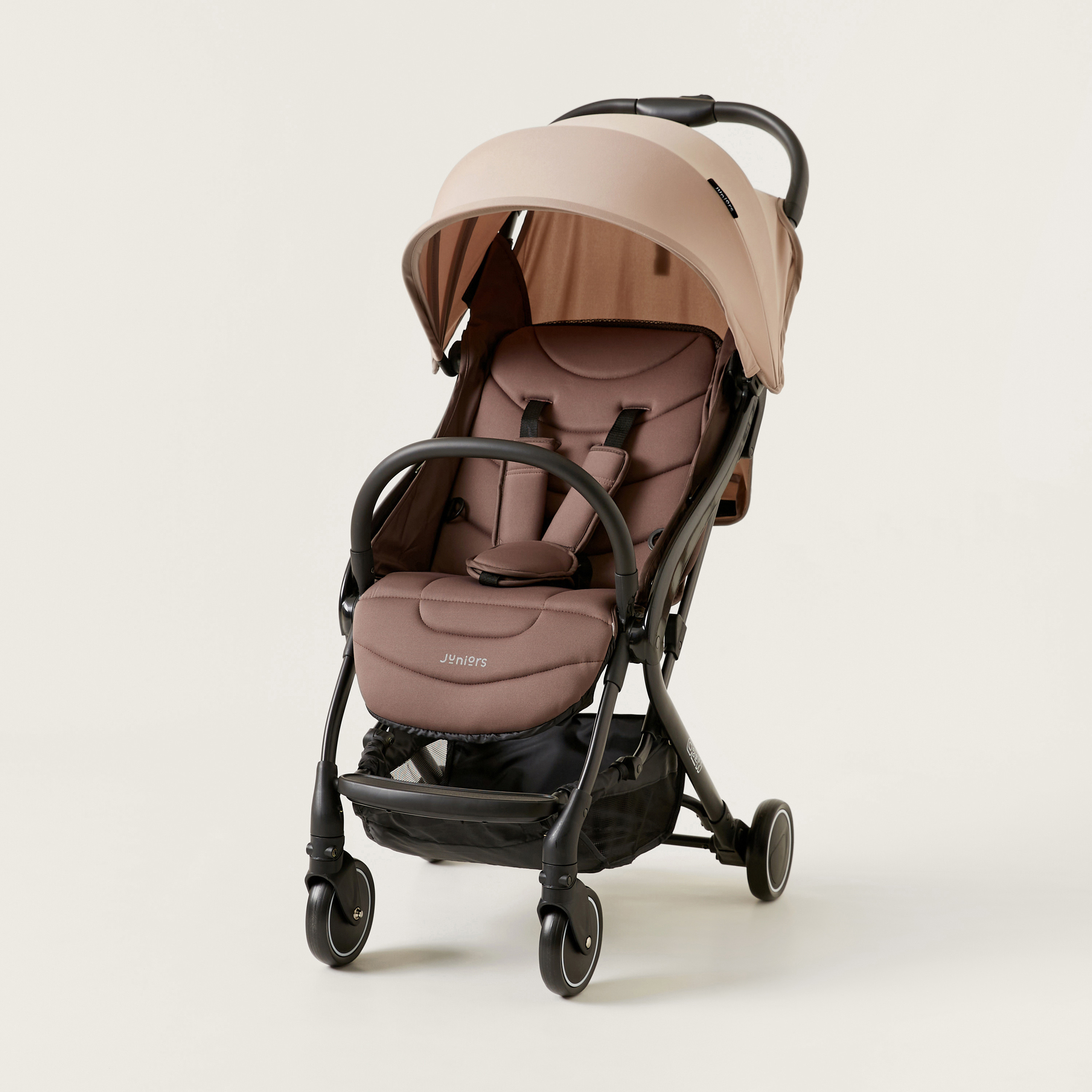 Juniors Crew 3-Fold Beige Travel Stroller with Car Seat (Upto 3 years)-baby-gear-strollersandprams-travelsystems-image-2