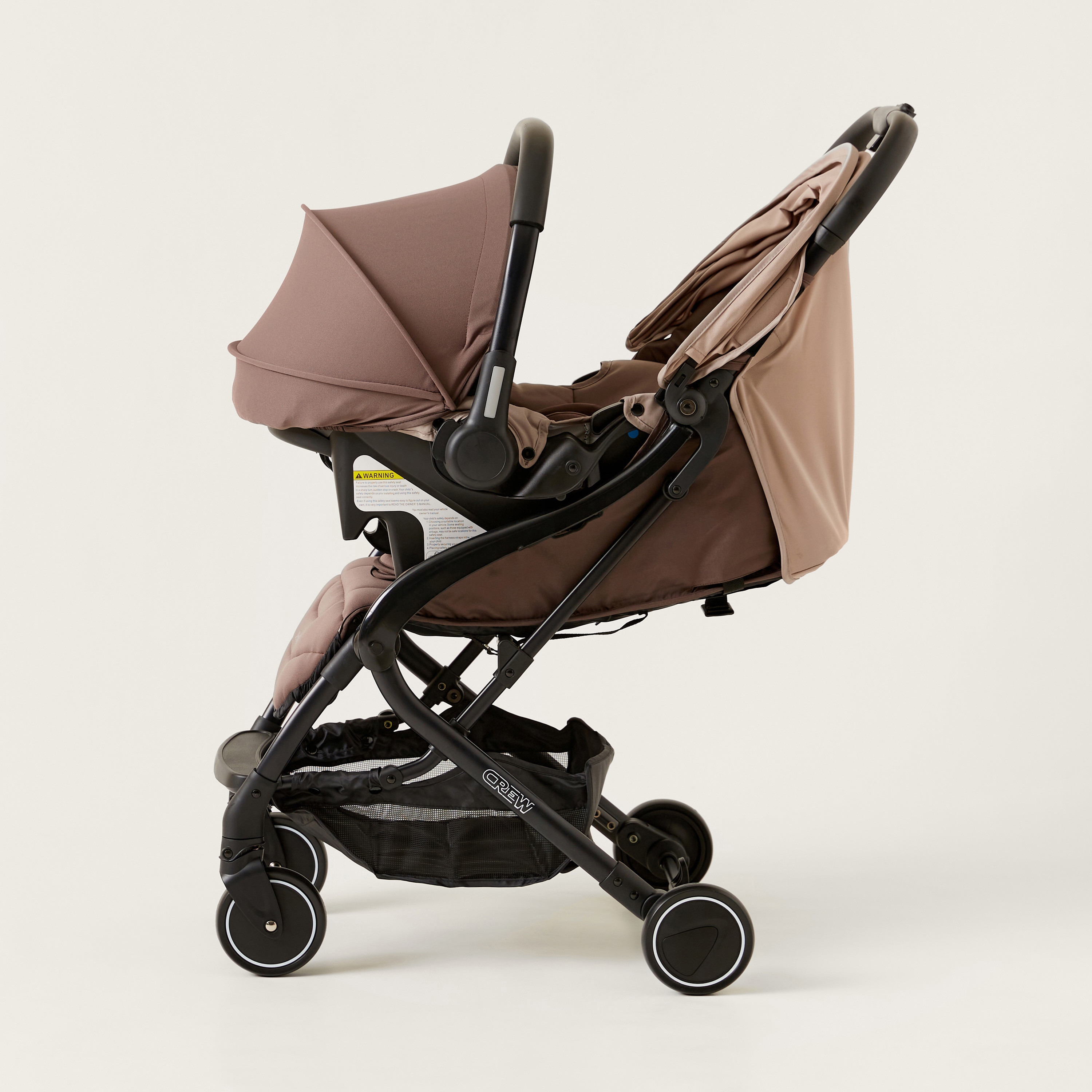 Juniors Crew 3-Fold Beige Travel Stroller with Car Seat (Upto 3 years)-baby-gear-strollersandprams-travelsystems-image-5