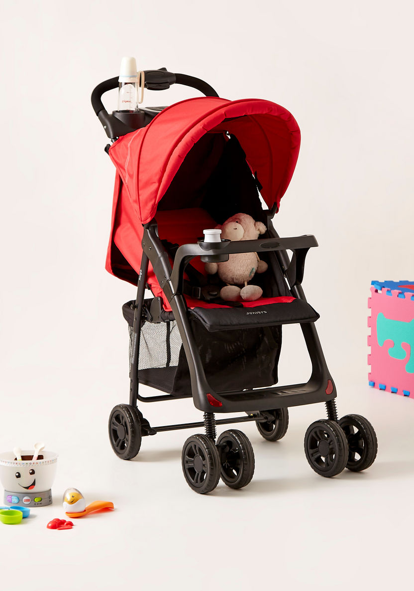 Juniors Hugo Red Baby Stroller with Sun Canopy and Shopping Basket (Upto 3 years)-Strollers-image-0