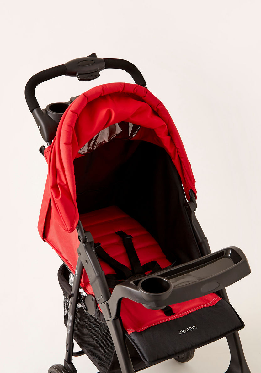Juniors Hugo Red Baby Stroller with Sun Canopy and Shopping Basket (Upto 3 years)-Strollers-image-3