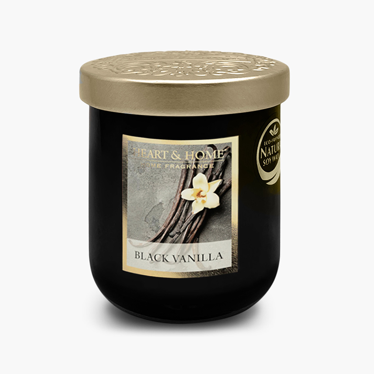 شمعة صغيرة في كأس زجاجي بلاك فانيلا من هارت أند هوم - 115 جم-household-homefragrance-candles-image-1