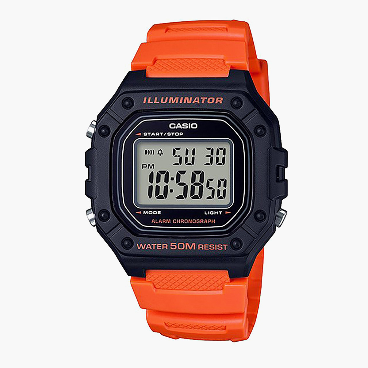 W-218H-4B2VDF- راقب حزام راتنج رقميّة البرتقالي ملك الرجال كاسيو-men-watchesandjewellery-watches-image-1