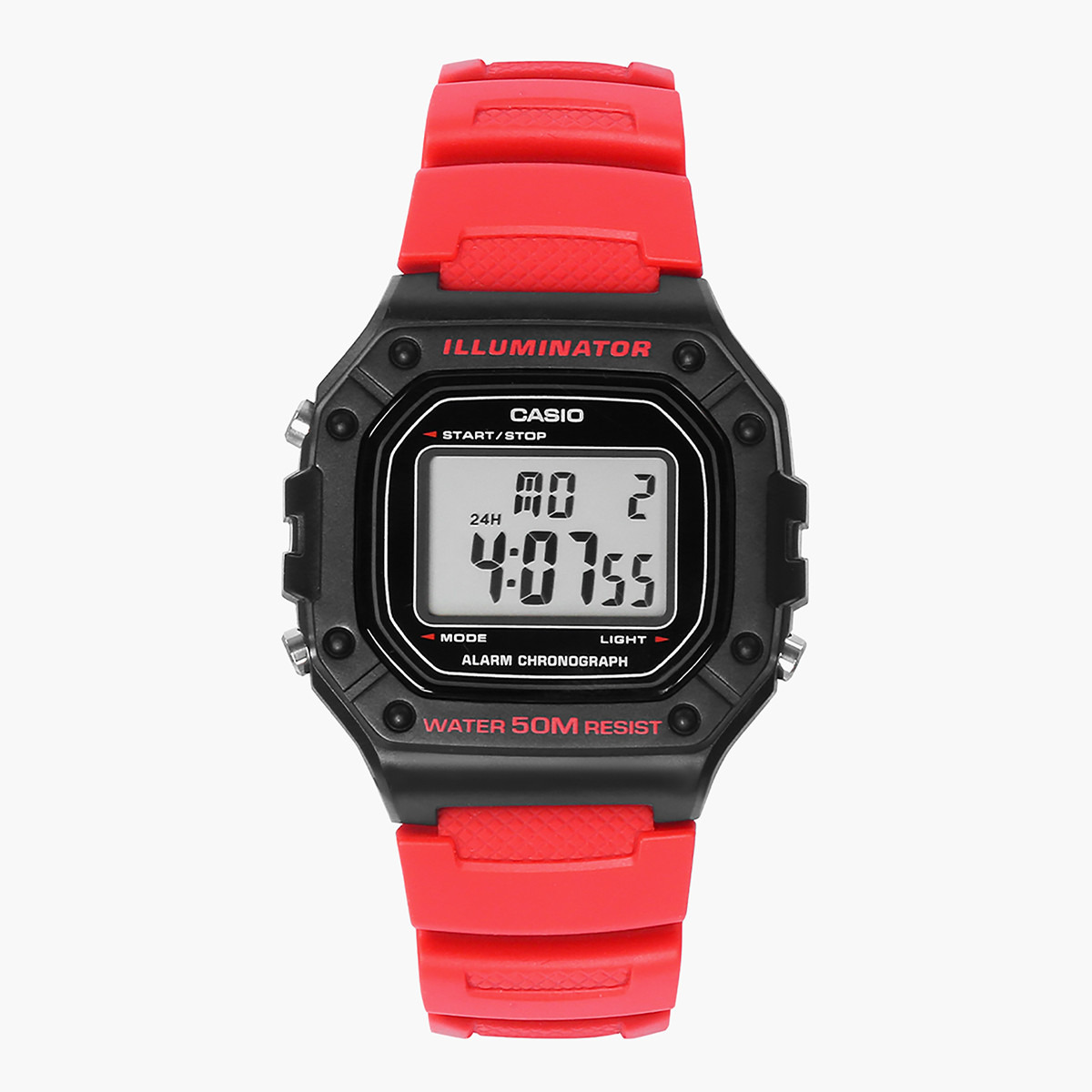 Casio Men's Red Digital Resin Strap Watch -W-218H-4BVDF-men-watchesandjewellery-watches-image-1