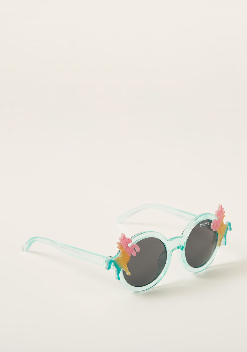 Charmz Solid Sunglasses with Unicorn Accent-Sunglasses-image-0