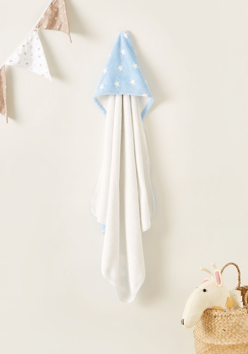 Giggles Star Print Towel with Hood - 75 x 75 cms-Towels and Flannels-image-0