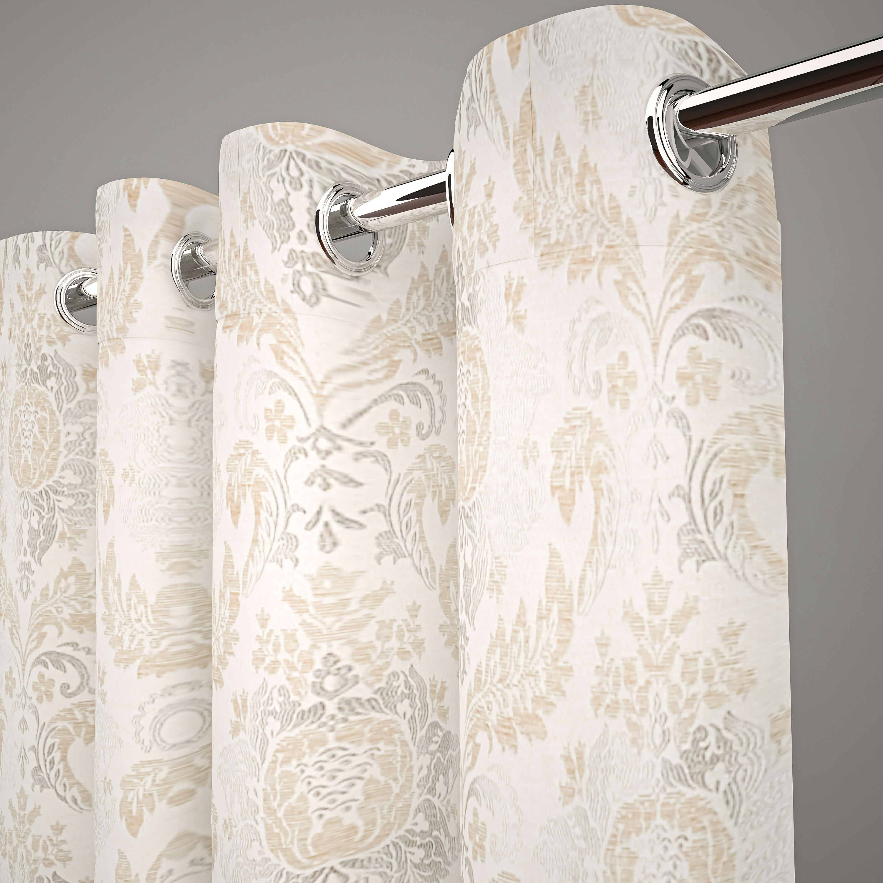 طقم ستائر جاكارد بارز الملمس قطعتين بحلقات من شينيل - 135x240 سم-household-windows-curtains-image-2