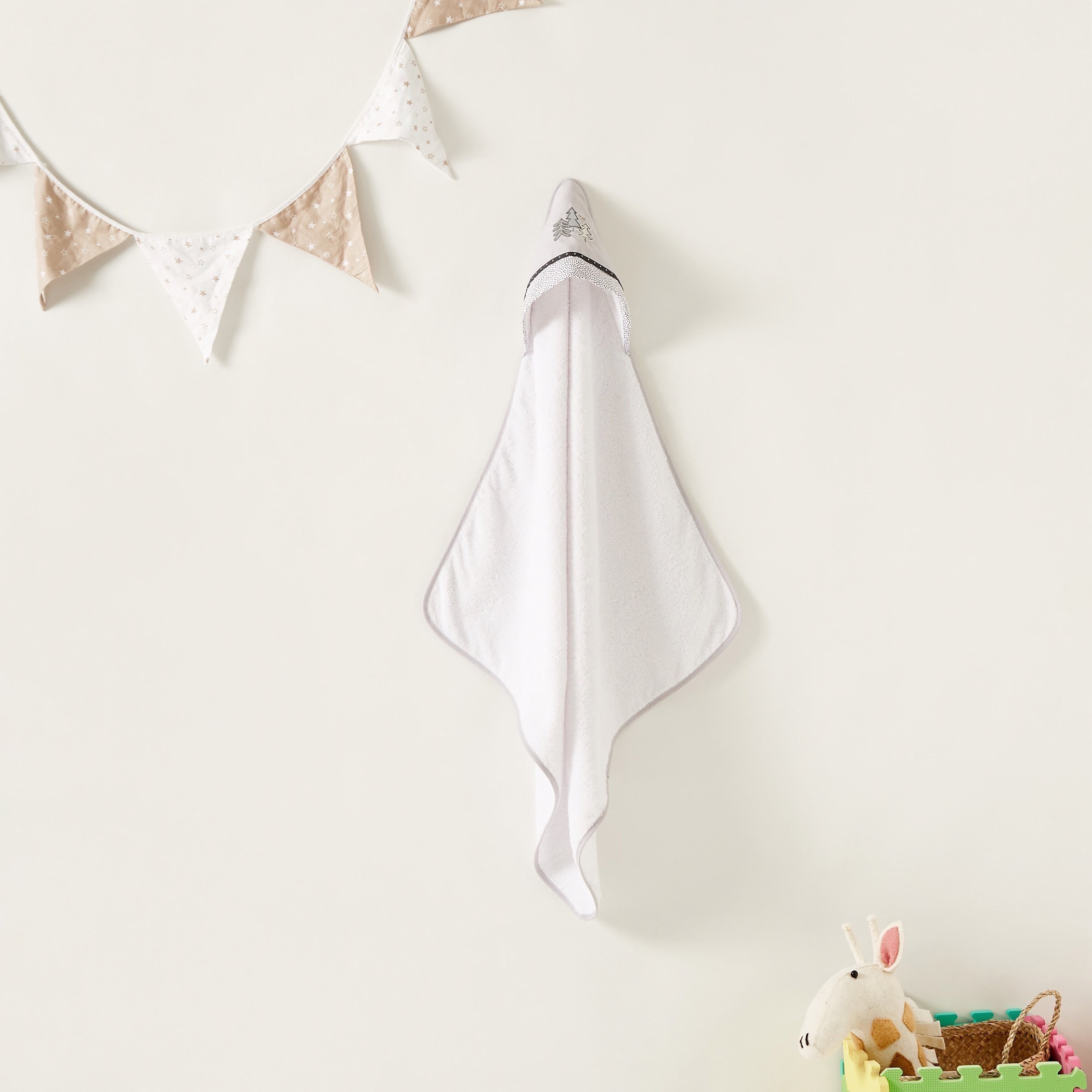 Cambrass Forest Embroidered Towel with Hood - 80x80 cms-baby-bathandcare-towels-image-1