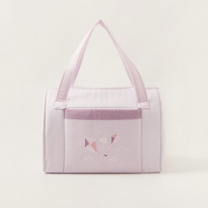 Cambrass Embroidered and Printed Bag with Twin Handles and Zip Closure