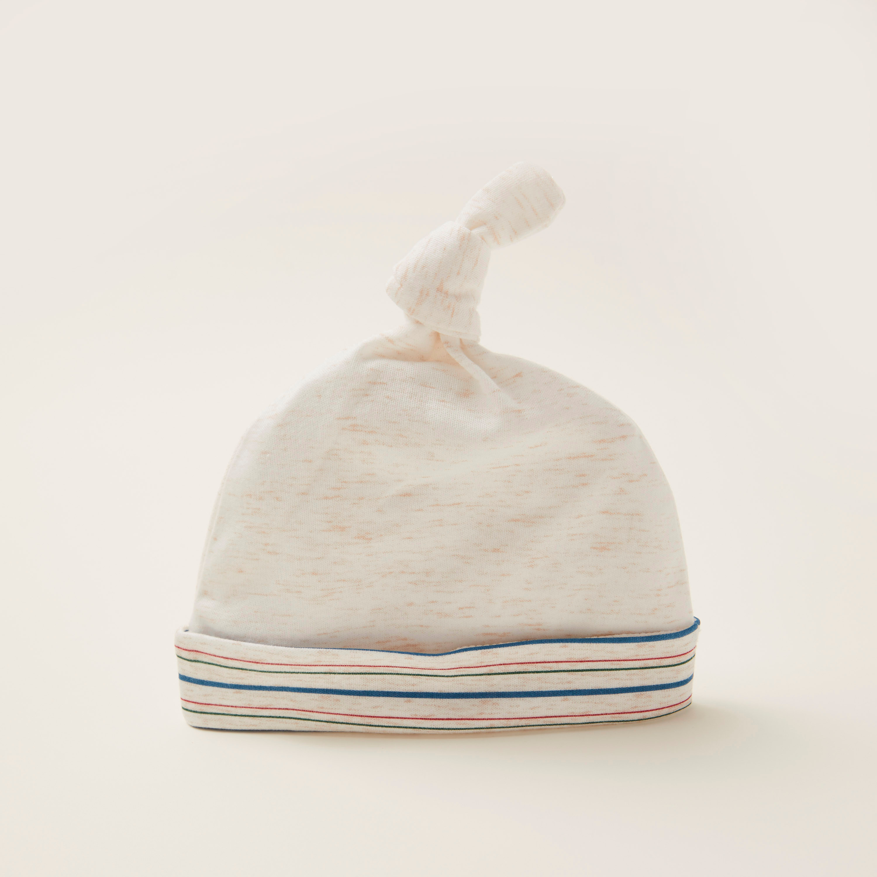 Juniors Textured Cap with Striped Border and Knot-baby-boys-accessories-caps-image-3