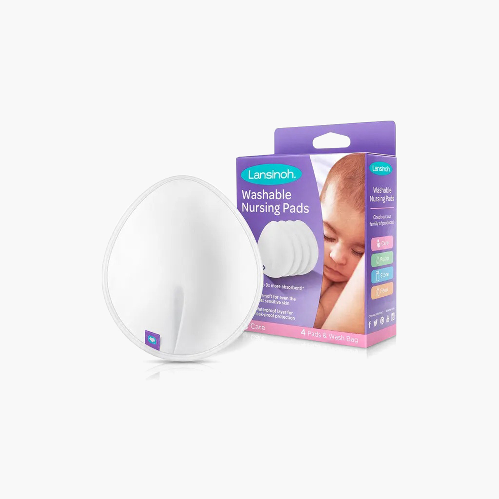 Lansinoh 4-Piece Washable Breast Pad with Bag-baby-feeding-breastfeedingandcare-image-1