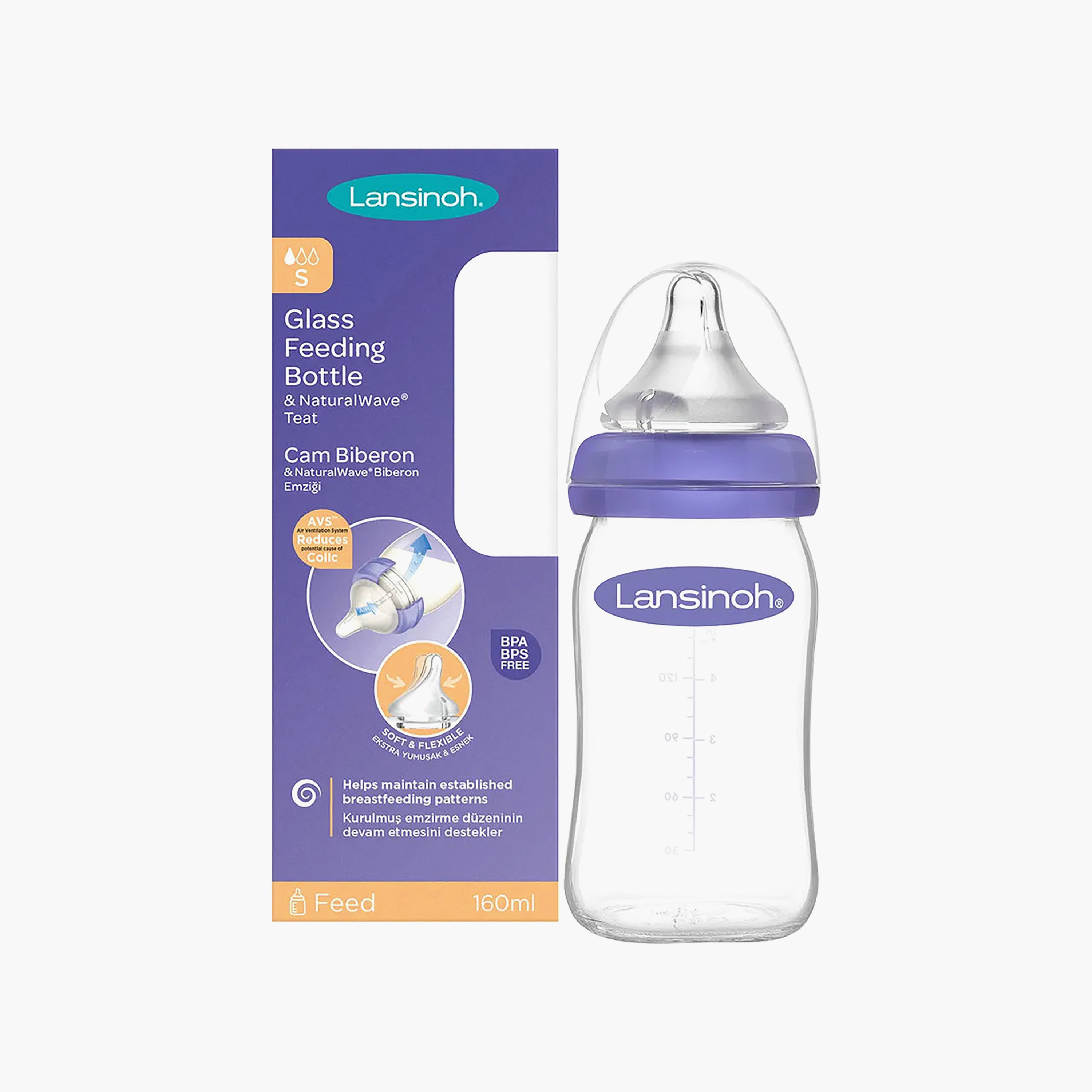 Lansinoh Feeding Bottle with Natural Wave Teat, 160 ml-baby-feeding-feedingbottles-bottlesandteats-image-2