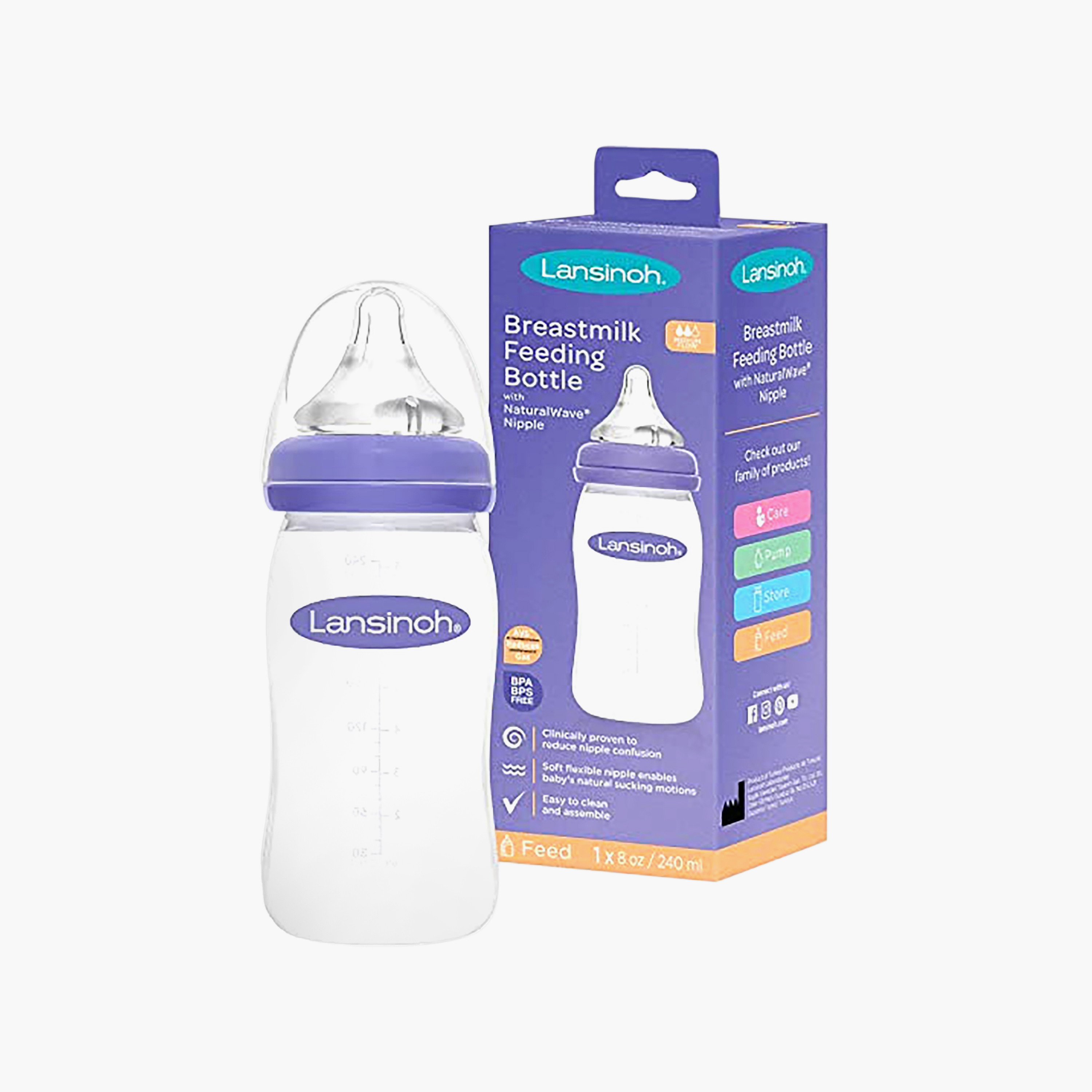 Lansinoh Feeding Bottle with Natural Wave Nipple, 240 ml-baby-feeding-feedingbottles-bottlesandteats-image-2