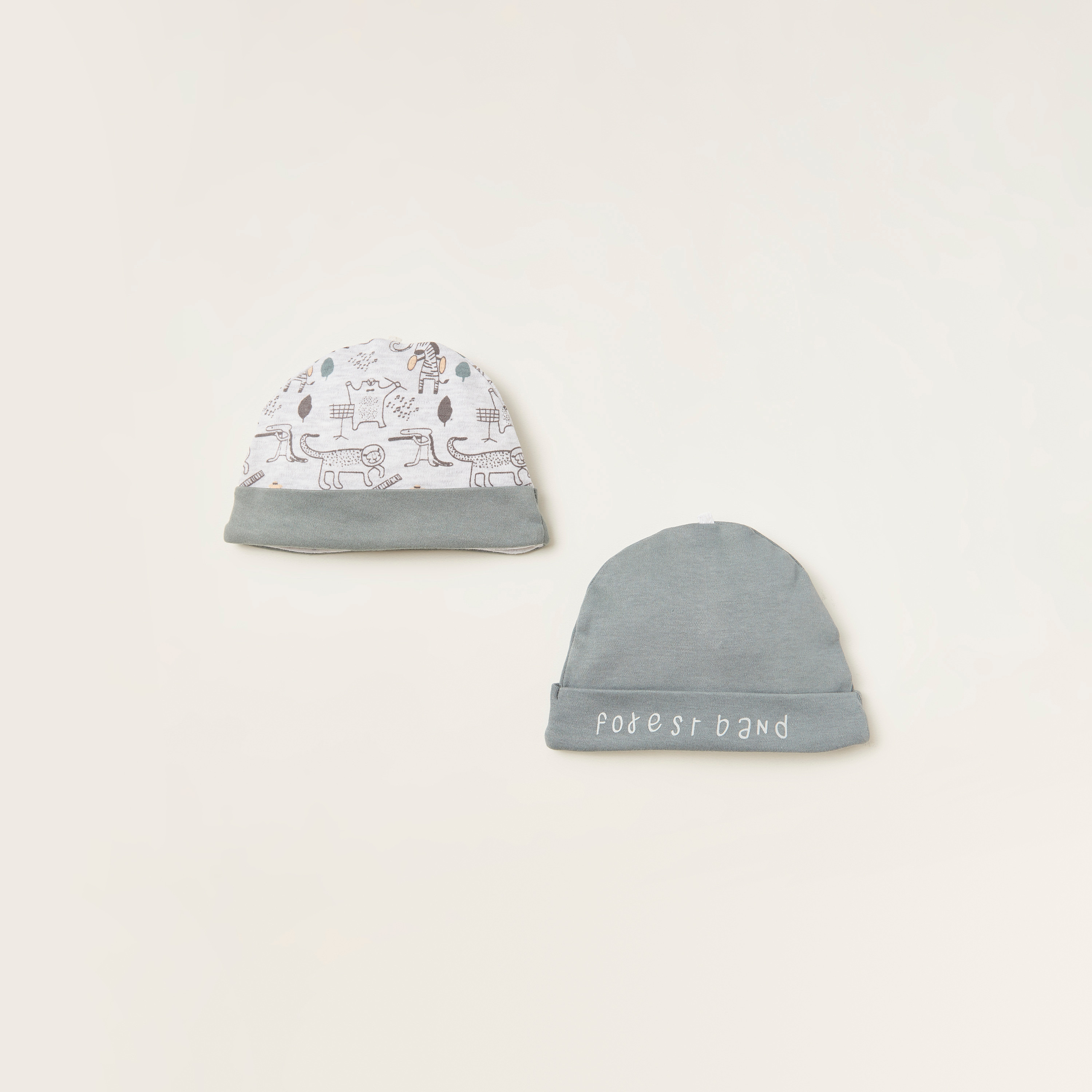 Juniors Printed Cap - Set of 2-baby-boys-accessories-caps-image-1