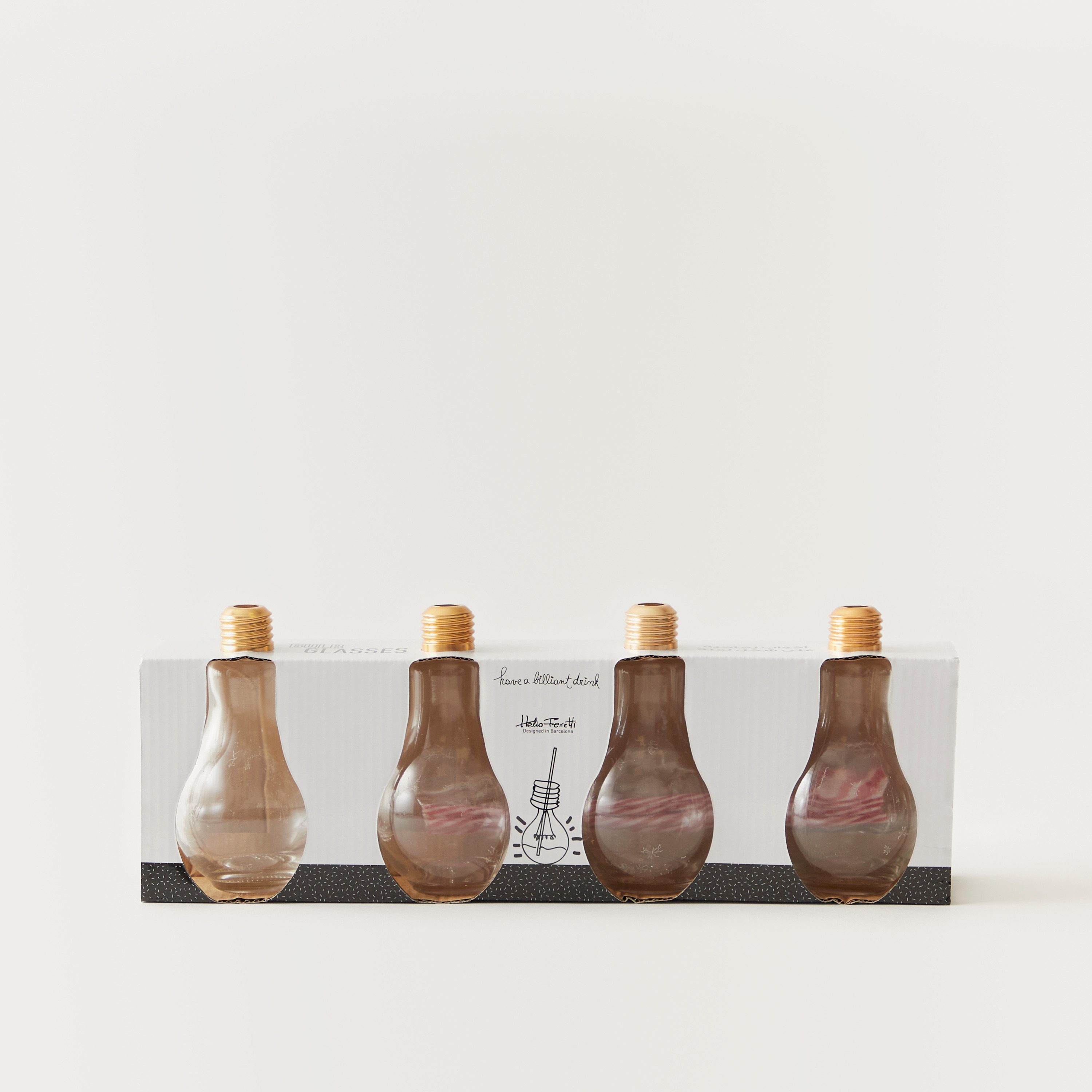 طقم أكواب زجاجي 4 قطع بتصميم لمبة مع قشة من هالو فيريتي-household-dining-drinkserveware-bottles-image-1