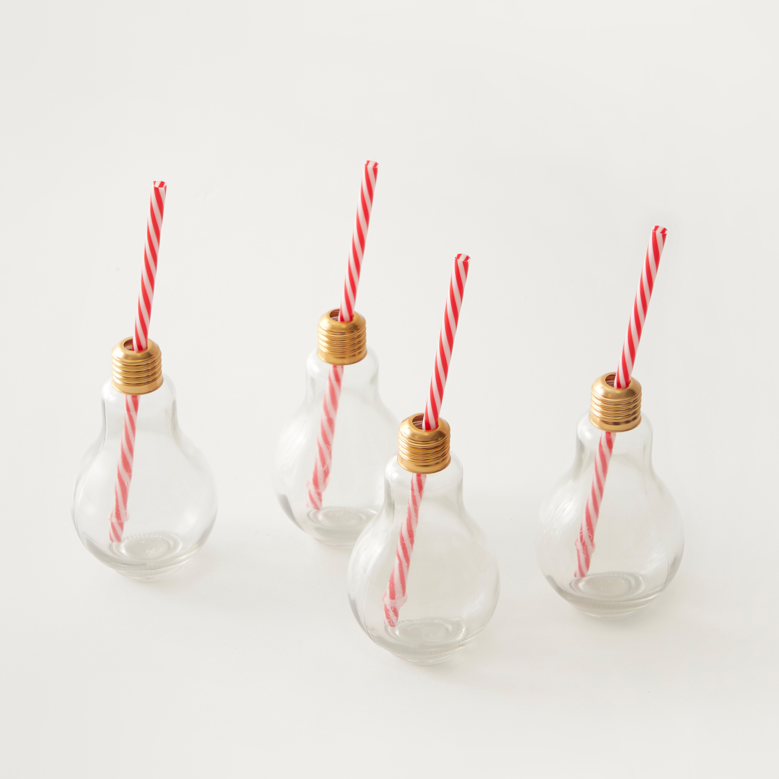 طقم أكواب زجاجي 4 قطع بتصميم لمبة مع قشة من هالو فيريتي-household-dining-drinkserveware-bottles-image-2