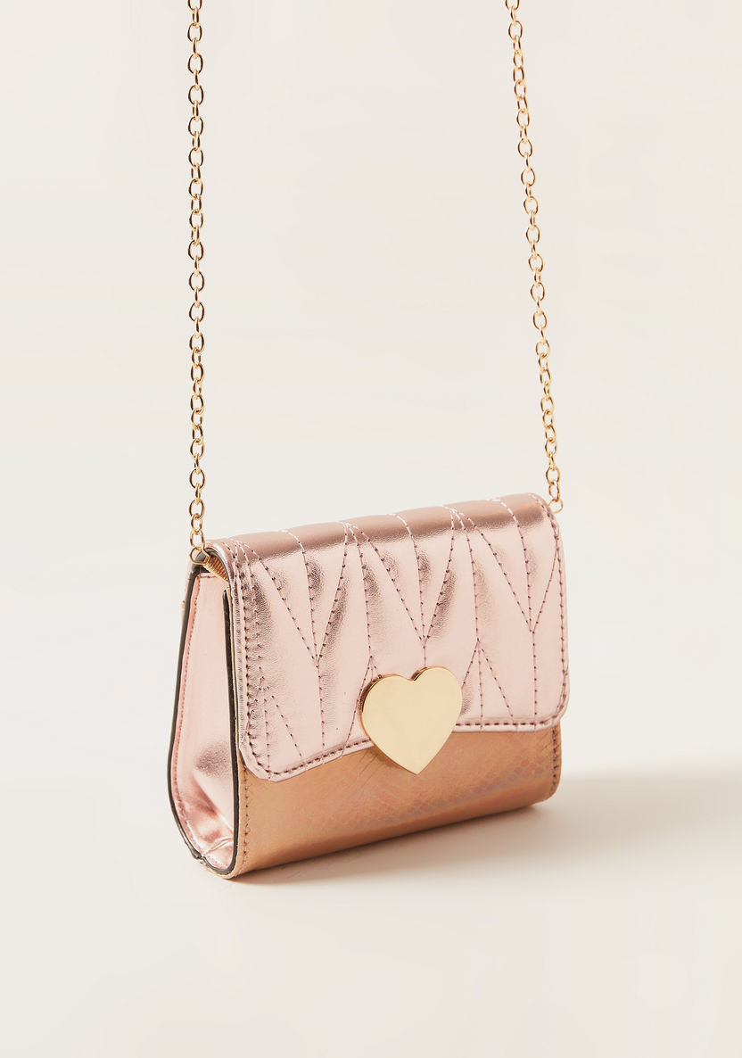 Charmz Textured Crossbody Bag with Detachable Chain Strap-Bags and Backpacks-image-1