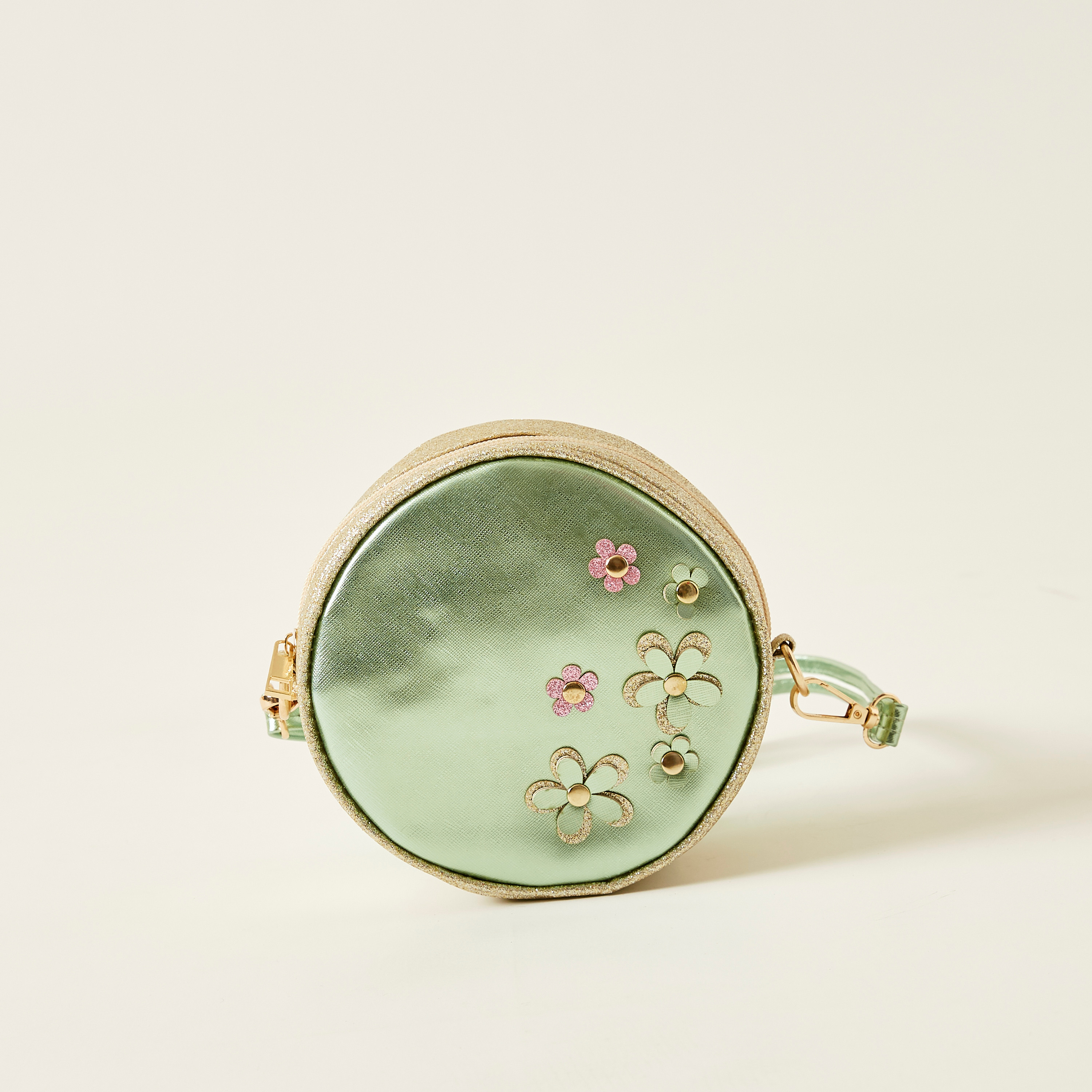 Charmz Flower Applique Sling Bag with Zip Closure-girls-accessories-bags-image-1
