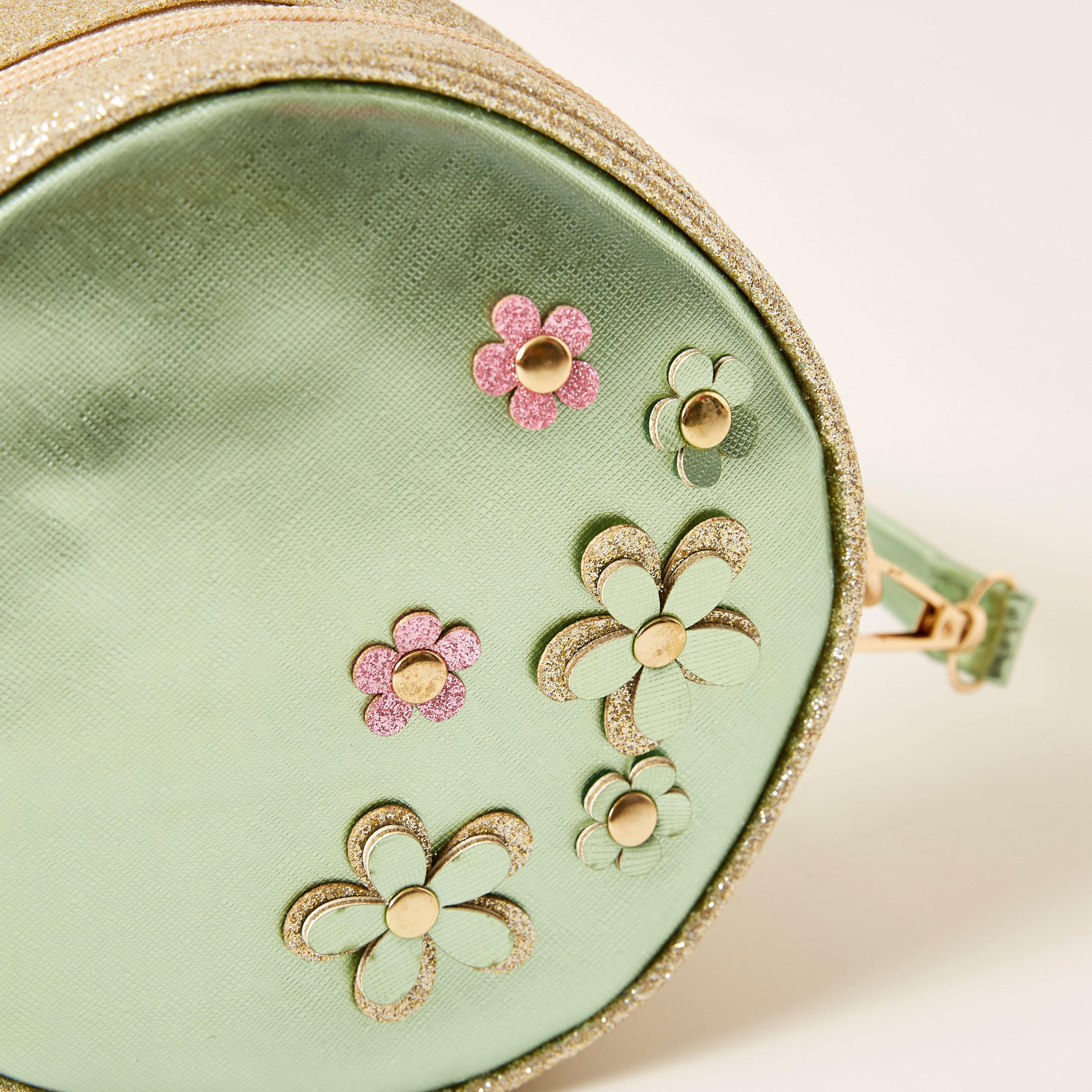 Charmz Flower Applique Sling Bag with Zip Closure-girls-accessories-bags-image-2