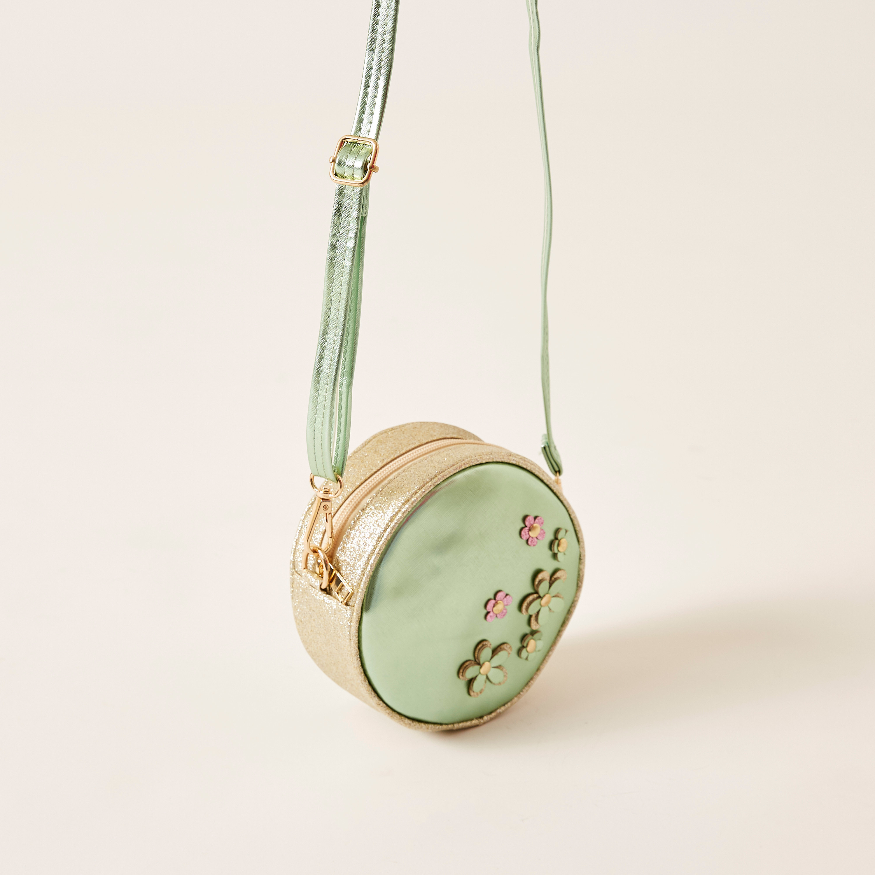 Charmz Flower Applique Sling Bag with Zip Closure-girls-accessories-bags-image-3