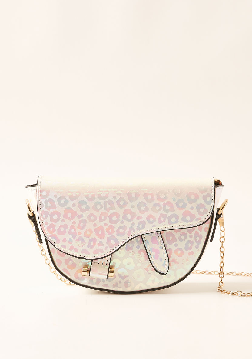 Charmz Animal Print Handbag with Metallic Chain Strap-Bags and Backpacks-image-0