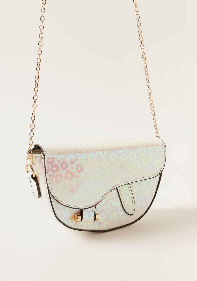 Charmz Animal Print Handbag with Metallic Chain Strap-Bags and Backpacks-image-1