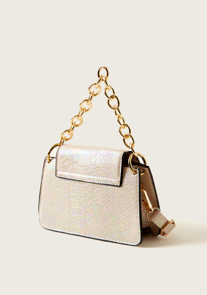 Charmz Animal Textured Handbag with Metallic Chain Accent-Bags and Backpacks-image-2
