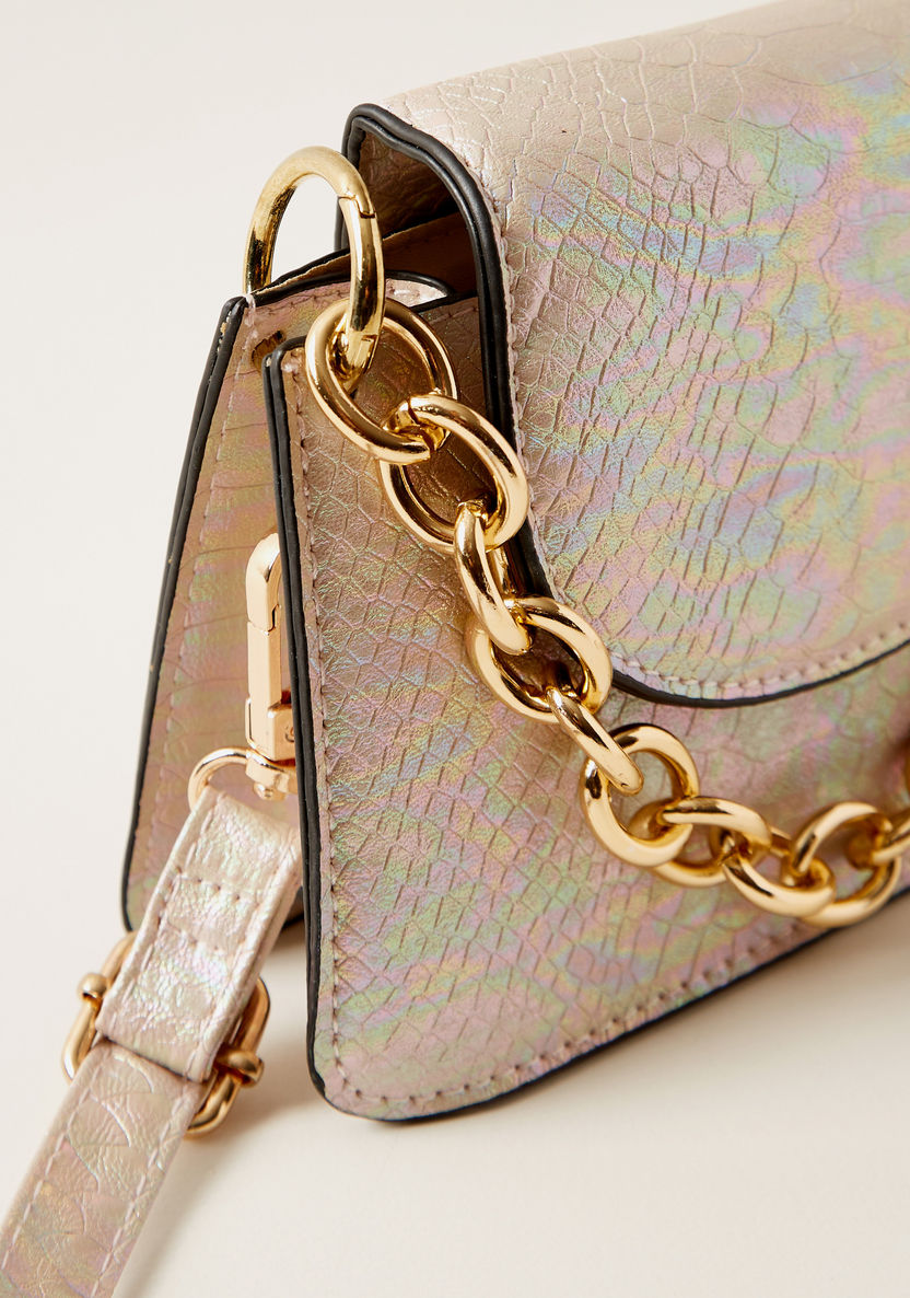 Charmz Animal Textured Handbag with Metallic Chain Accent-Bags and Backpacks-image-3