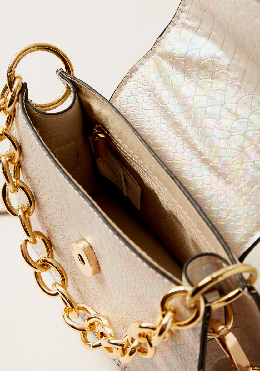 Charmz Animal Textured Handbag with Metallic Chain Accent-Bags and Backpacks-image-4