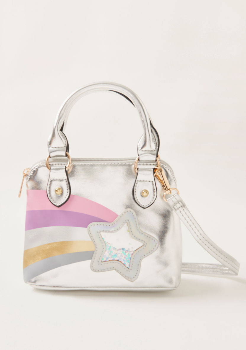 Charmz Star Applique Detail Crossbody Bag with Zip Closure-Bags and Backpacks-image-0