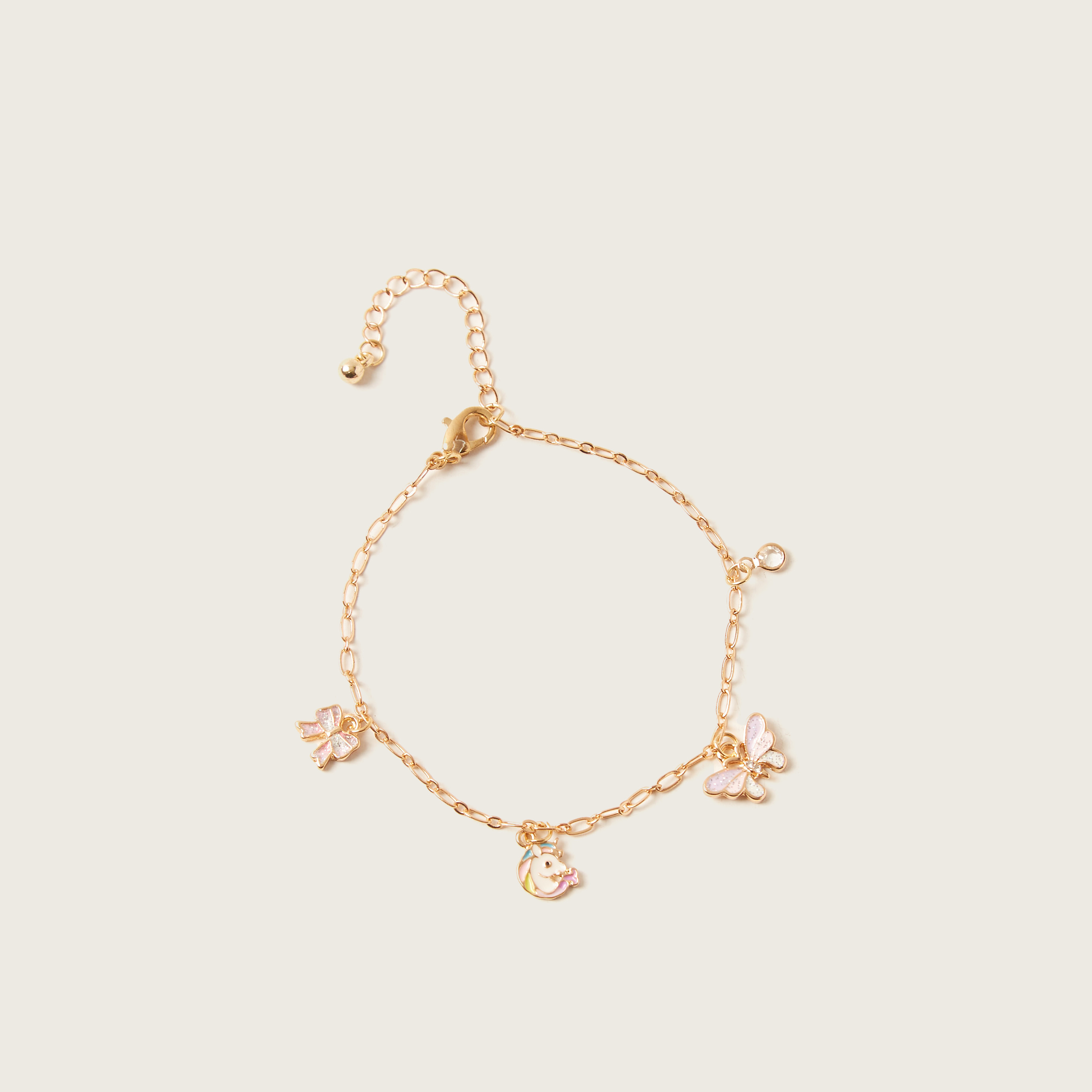 Charmz Metallic Charm Detail Anklet with Lobster Clasp Closure-girls-accessories-jewellery-image-1