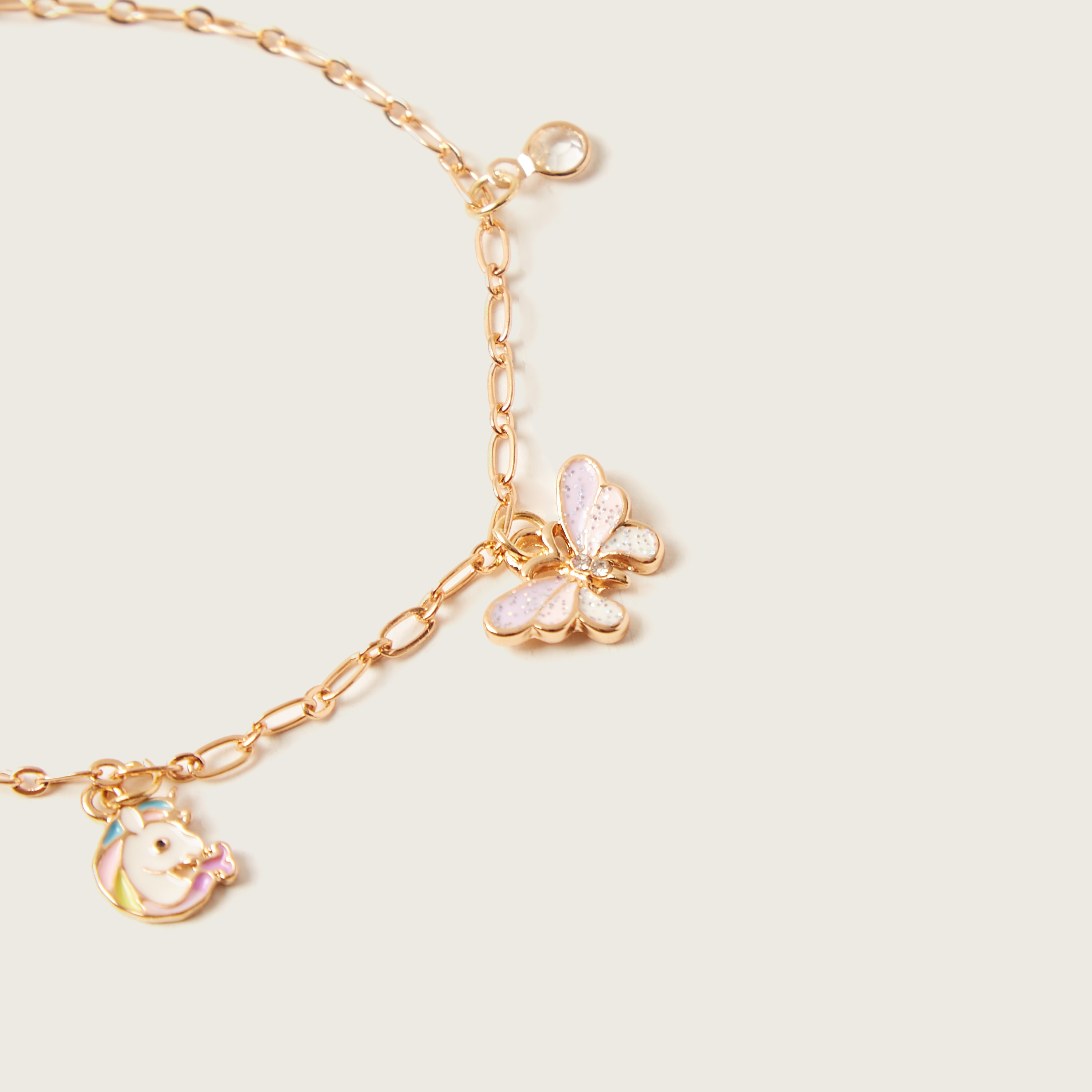 Charmz Metallic Charm Detail Anklet with Lobster Clasp Closure-girls-accessories-jewellery-image-2