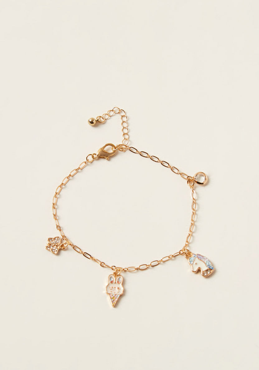 Charmz Metallic Anklet with Charm Detail and Lobster Clasp Closure-Jewellery-image-0