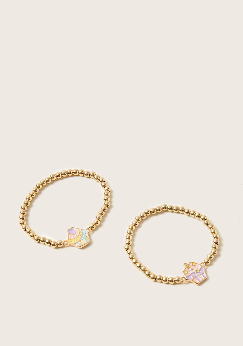 Charmz Cupcake Applique Beaded Bracelet - Set of 2-Jewellery-image-0