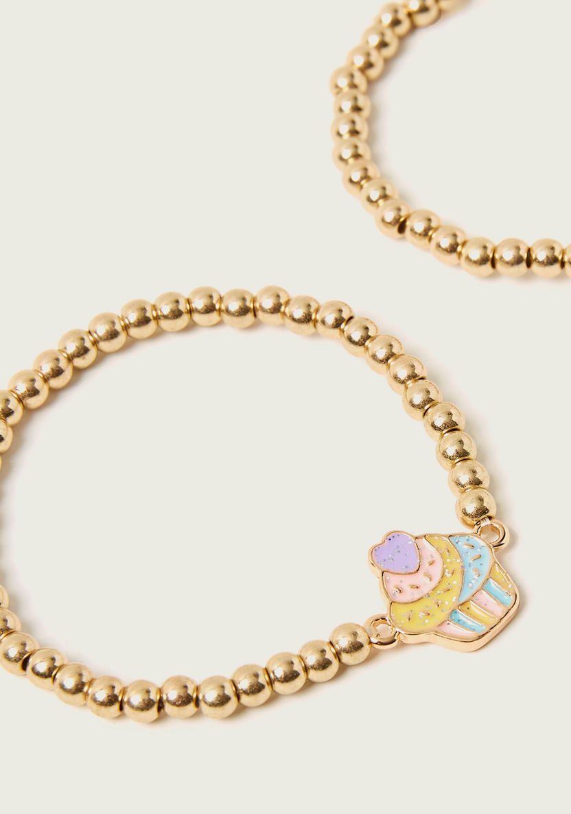 Charmz Metallic Beaded Bracelet with Accent Detail - Set of 2-Jewellery-image-1