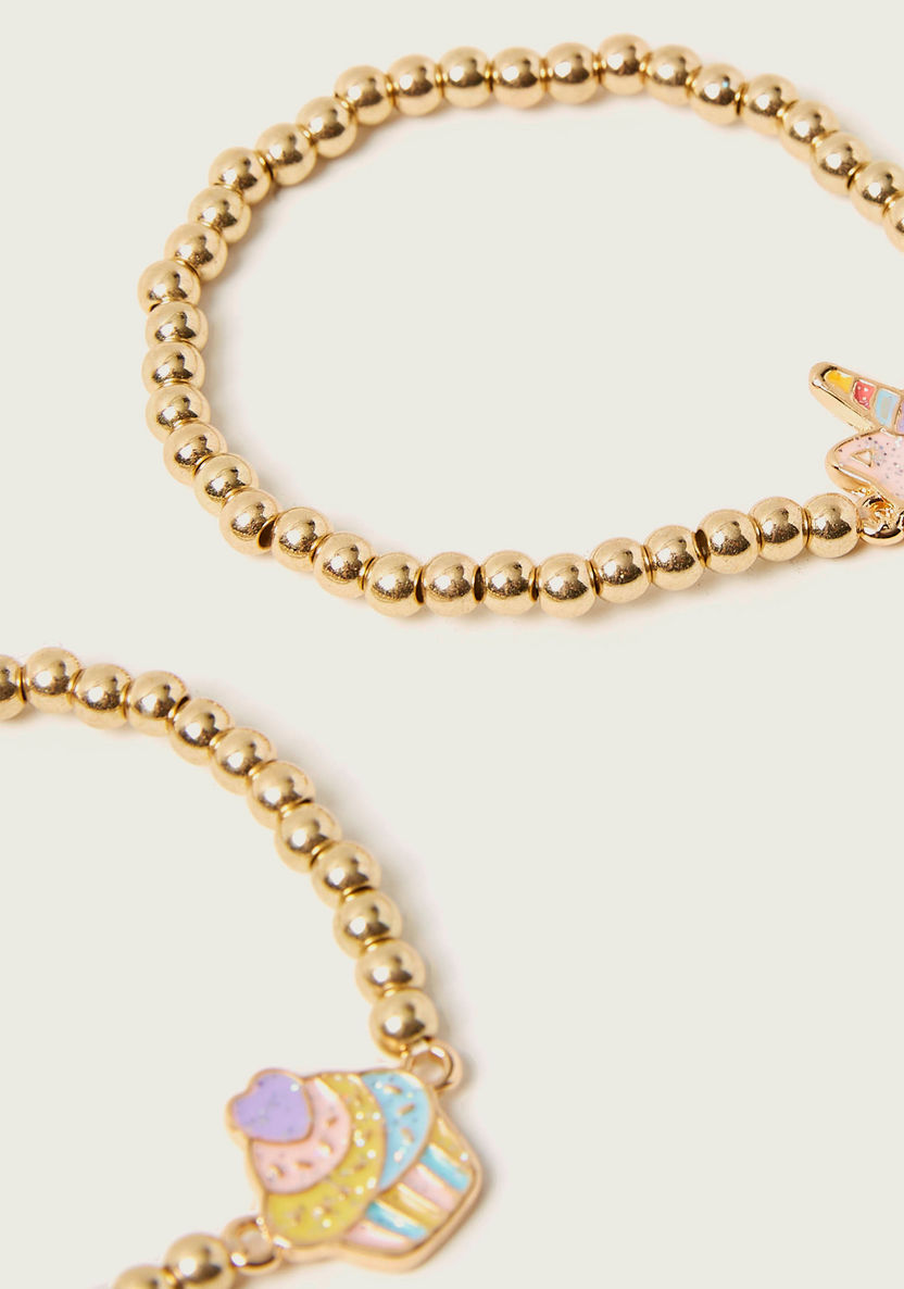 Charmz Metallic Beaded Bracelet with Accent Detail - Set of 2-Jewellery-image-2