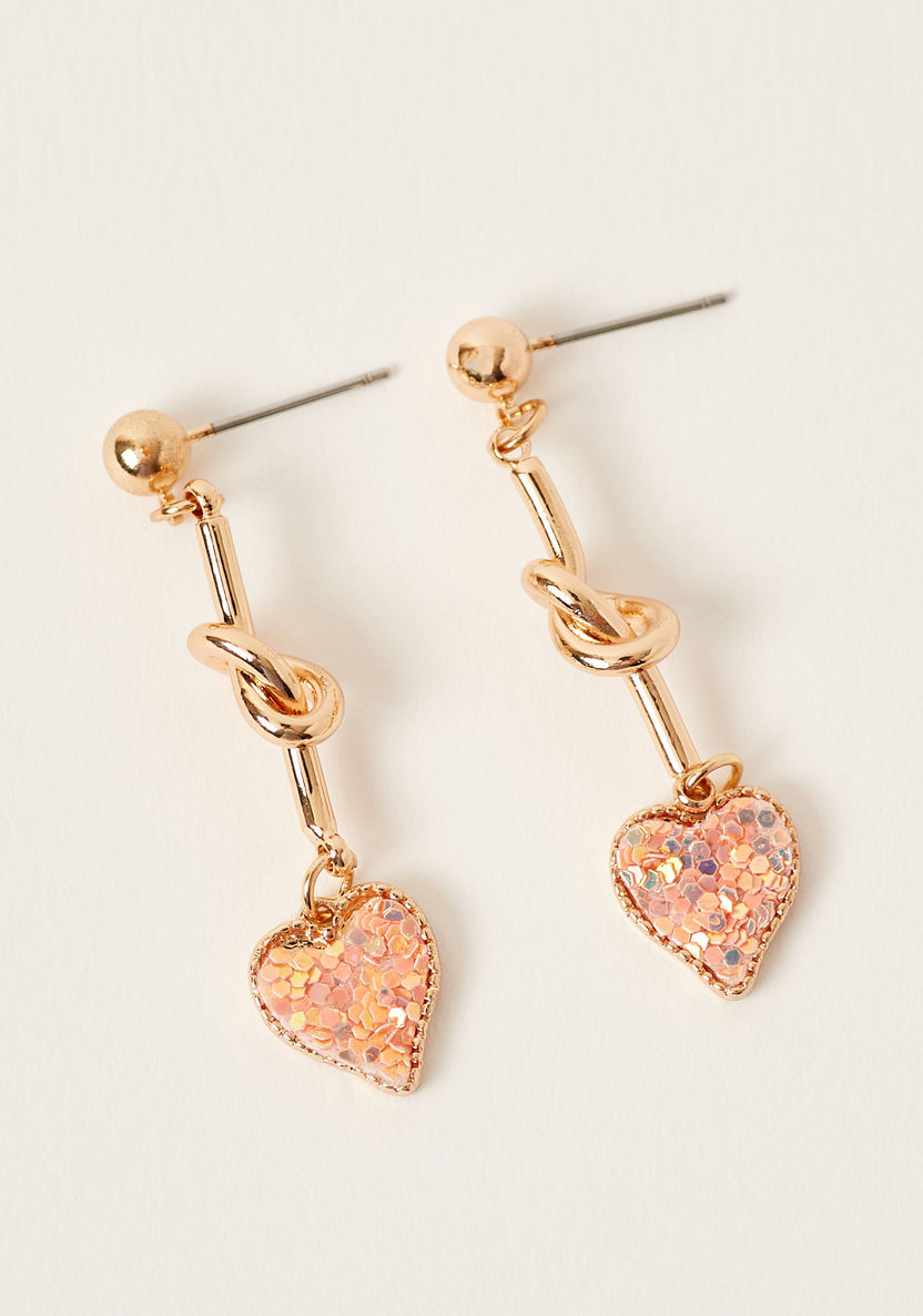 Charmz Embellished Heart Shaped Dangler Earrings with Pushback Closure-Jewellery-image-0